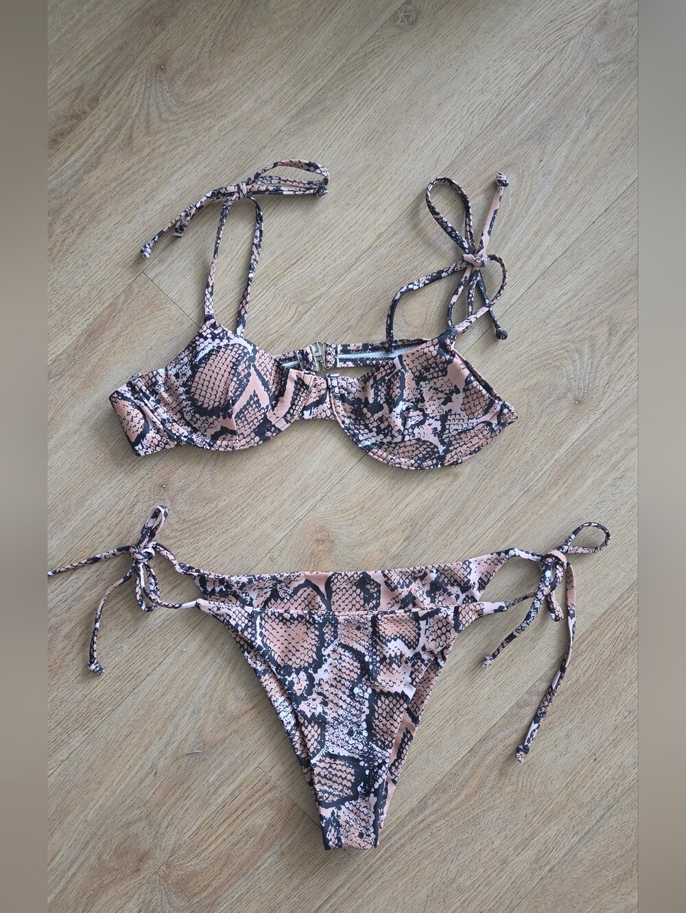Snake Print Tie Bikini Set